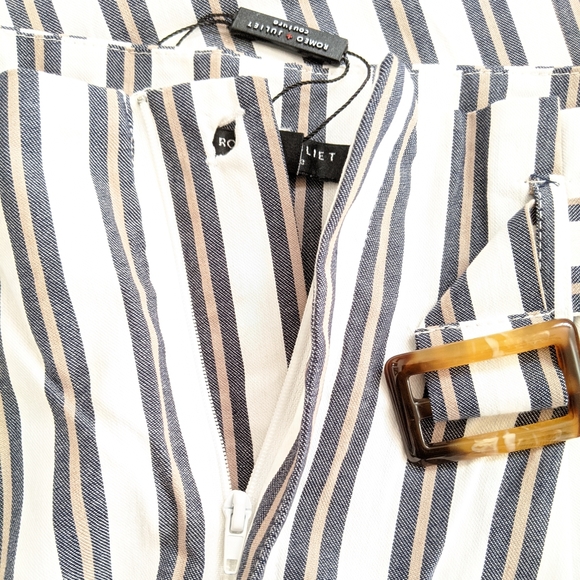 NWT High Rise Cropped Striped Belted Trousers - Picture 6 of 8